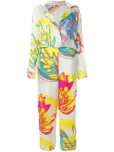 All Things Mochi Printed Jumpsuit - 白色 In White