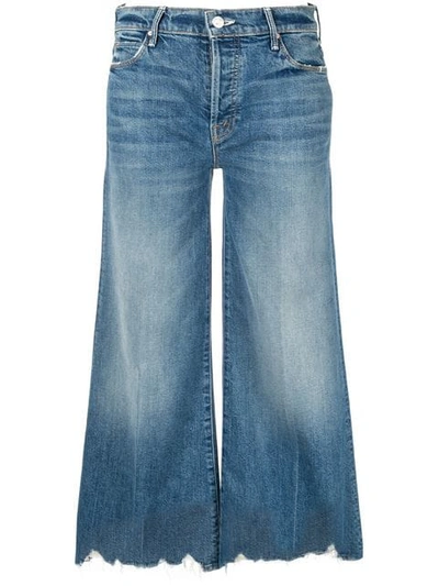Mother Cropped Wide-leg Jeans In Blue