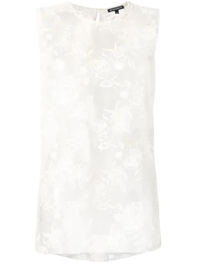 Ann Demeulemeester Rose-embroidered Tulle Top In 005 - Ecru