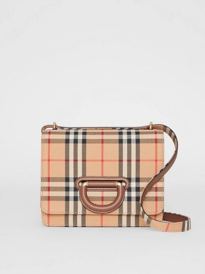 Burberry Small Vintage Check D-ring Cross Body Bag In Beige