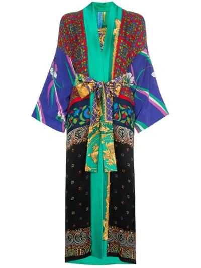 Rianna + Nina Printed Kimono Dressing Gown In Multicoloured