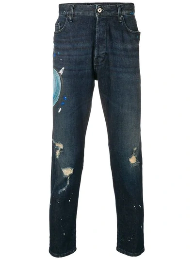 JUST CAVALLI DENIM SNAKE PRINT JEANS 