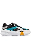 REEBOK BLACK AZTREK CHUNKY LOW-TOP LEATHER SNEAKERS