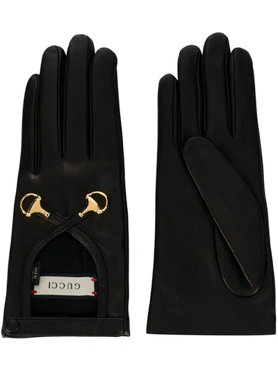 Gucci Hardware Embellished Gloves In Black