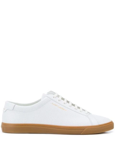 Saint Laurent Andy Sneakers In Used-look Leather In White