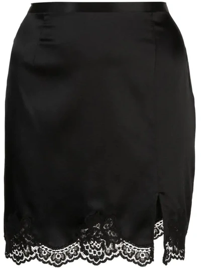 Fleur Du Mal James Lace Slip Skirt In 0100 Black