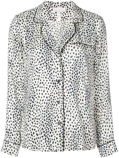 Fleur Du Mal Leopard Print Pyjama Top In White
