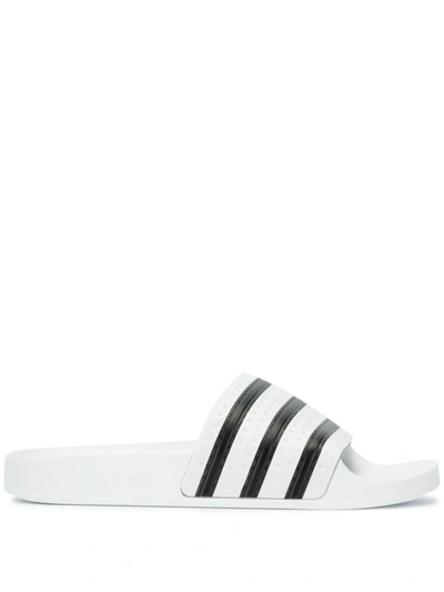 Adidas Originals Adilette Rubber Slide Sandals In White