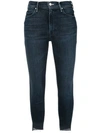 MOTHER FRAYED CROPPED JEANS