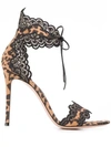 GIANVITO ROSSI GIANVITO ROSSI LACE TRIM LEOPARD SANDALS - 黑色