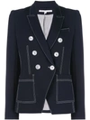 Veronica Beard Contrast Stitching Blazer In Blue