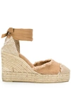 Castaã±er Catalina Canvas Platform Wedge Espadrilles In Neutrals