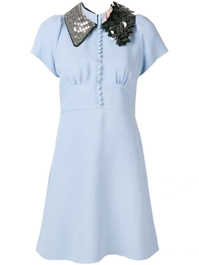 N°21 Embellished-collar Dress In Blue