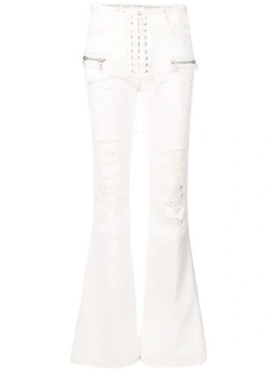 Ben Taverniti Unravel Project Distressed Boot-cut Jeans In White