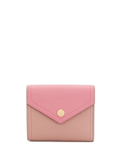 Miu Miu Two-tone Madras Leather Wallet In Pink
