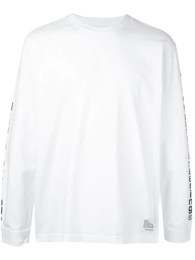 White Mountaineering Logo Print Long Sleeve Top In White