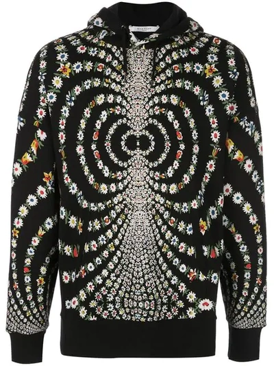Givenchy Men's Mirrored Daisy Pullover Hoodie In Black