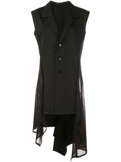 Yohji Yamamoto Asymmetric Sleeveless Jacket In Black