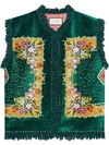 GUCCI GUCCI FLORAL VELVET JACQUARD VEST - GREEN