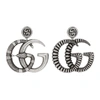 GUCCI GUCCI SILVER AND BLACK GG MARMONT EARRINGS