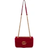 GUCCI GUCCI RED VELVET SMALL GG MARMONT 2.0 BAG