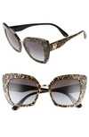 Dolce & Gabbana Metallic Damask Printed Cat-eye Sunglasses In Light Grey Gradient Black