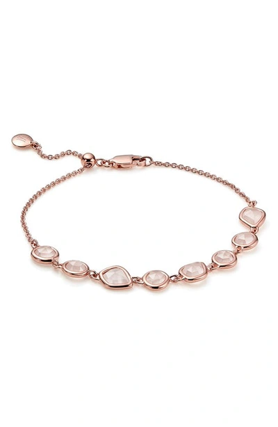 Monica Vinader Siren Mini Nugget Cluster Bracelet In Rose Gold/ Rose Quartz