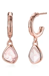 Monica Vinader Siren Mini Nugget 18ct Rose Gold-plated Vermeil Silver And Rose Quartz Hoop Earring In Rose Gold/ Rose Quartz