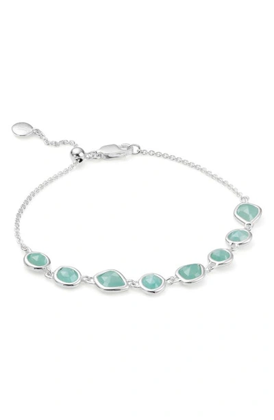 Monica Vinader Siren Mini Nugget Cluster Sterling Silver And Amazonite Bracelet