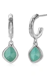Monica Vinader Siren Sterling Silver And Amazonite Hoop Earrings In Silver/ Amazonite