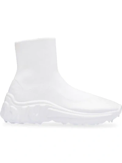 Miu Miu 30mm Knit Sock Melting Rubber Sneakers In White