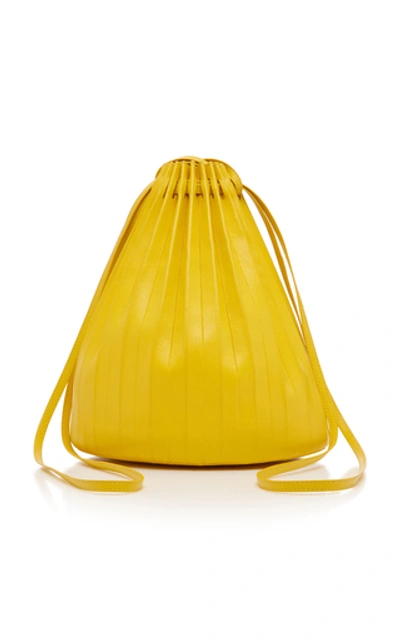 Mansur Gavriel Yellow Pleated Bucket Bag In Sun