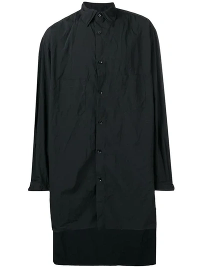 Yohji Yamamoto Garment Dyed Asymmetrical Shirt - 黑色 In Black
