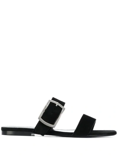 Saint Laurent Oak Buckled Suede Sandals In Nd