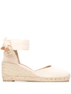 Castaã±er Womens Carina Heeled Espadrilles With Ribbon Tie In Beige In Neutrals