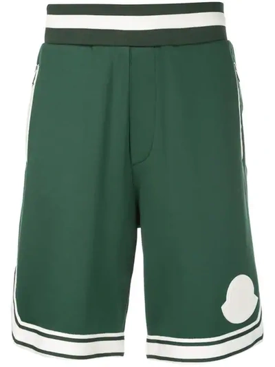 Moncler Stripe Detail Shorts In Green