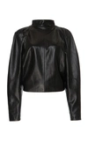 ISABEL MARANT CABY LEATHER MOCK NECK BLOUSE,740144