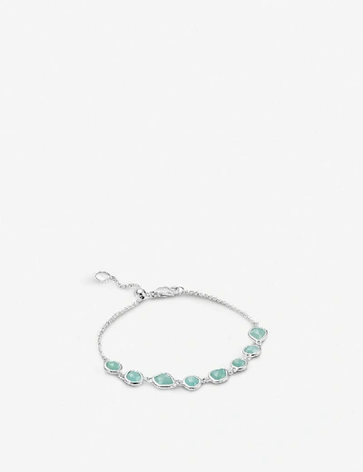 Monica Vinader Womens Silver Siren Mini Nugget Cluster Sterling Silver And Amazonite Bracelet