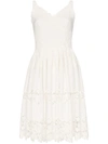 DOLCE & GABBANA FLORAL EMBROIDERED CUTOUT MIDI-DRESS