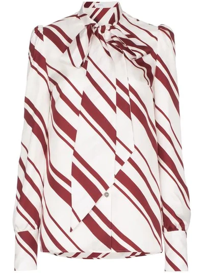 Racil Agata Pussy-bow Striped Silk-twill Blouse In White