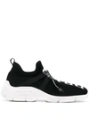 Prada Logo-jacquard Stretch-knit Sneakers In Black