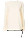 VICTORIA BECKHAM CLASSIC LS TOP WITH LEATHER TRIM