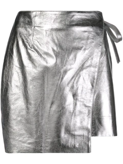 Laneus Metallic-effect Wrap-front Skirt - 银色 In Silver