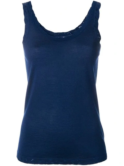 Barrie Scoop Neck Waistcoat Top In Blue
