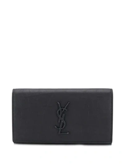 Saint Laurent 经典logo长款钱包 - 黑色 In Black