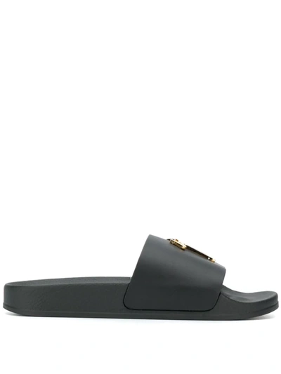 Giuseppe Zanotti Newlaburela Printed Leather Slides In Black