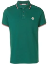 Moncler Contrast Trimmed Cotton Polo Shirt In Green