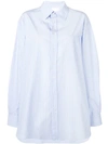 Maison Margiela Pinstripe Oversized Shirt In Blue