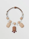 BURBERRY Glass, Crystal and Leather Drop Necklace