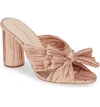 Loeffler Randall Penny Bow-embellished Plissé-lamé Mules In Rose Gold